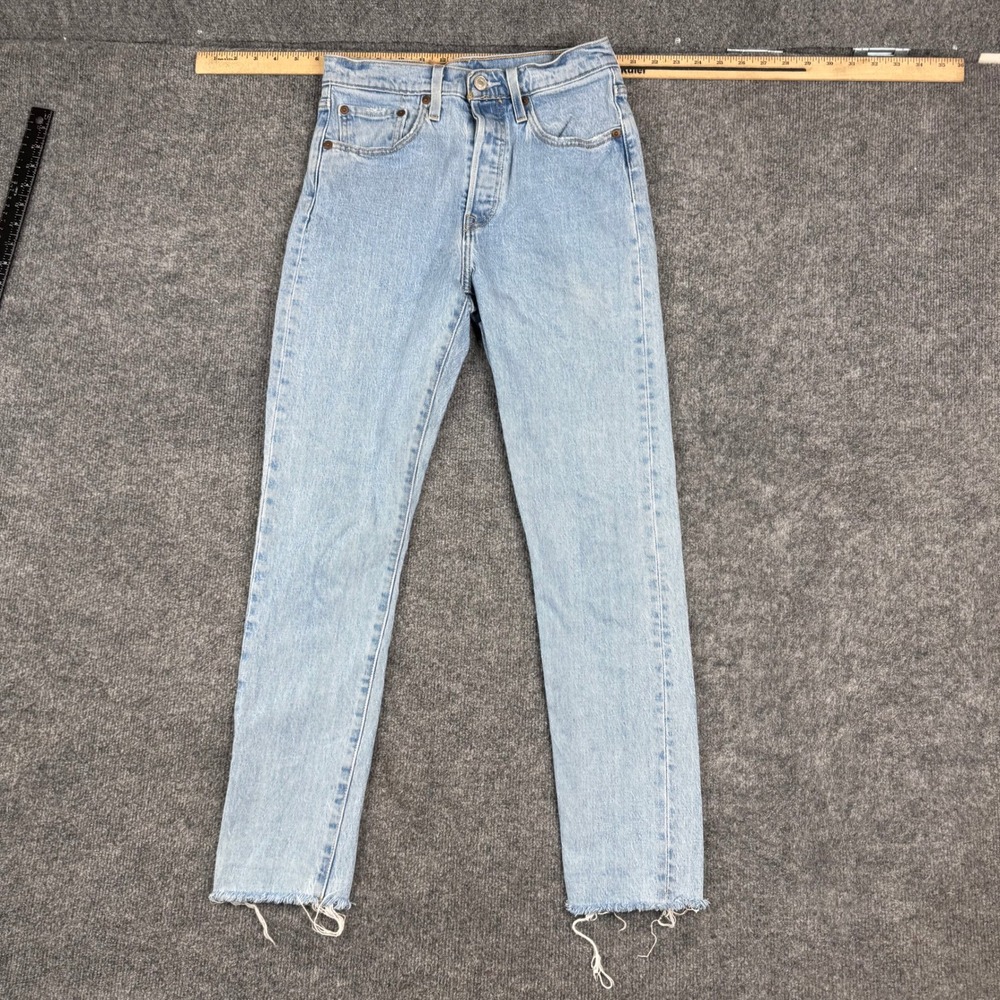 Levi's Jeans Womens Size 27 Light Wash 501 Skinny High Rise Raw Hem Stretch